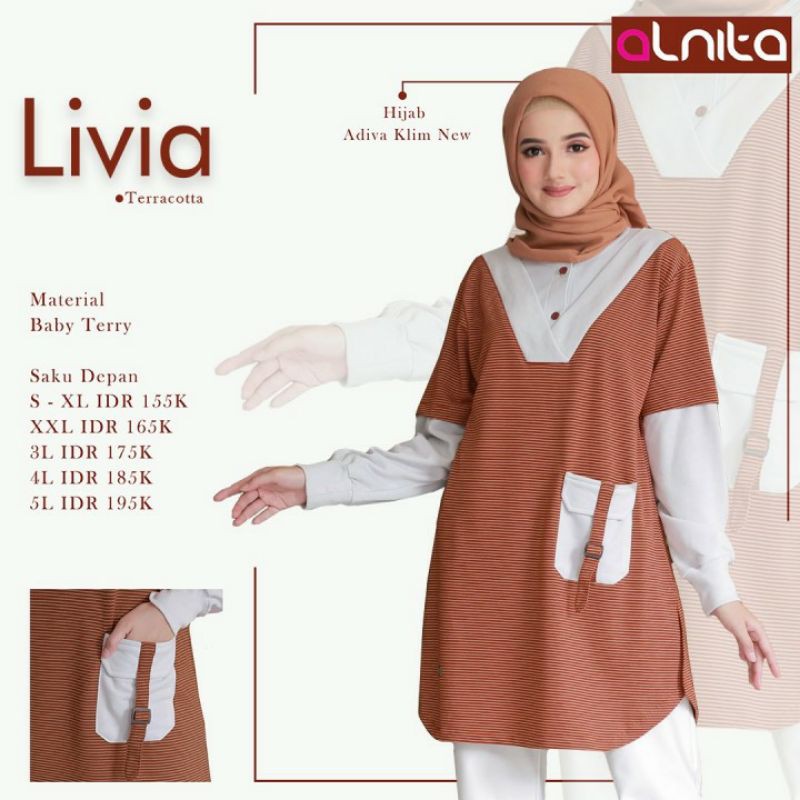 Livia Tunik Atasan Baju Muslim Wanita Alnita Nibras