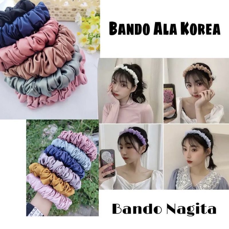 Jual Bando Nagita Srunchies Bando Kerut Satin Model Korea Shopee Indonesia 