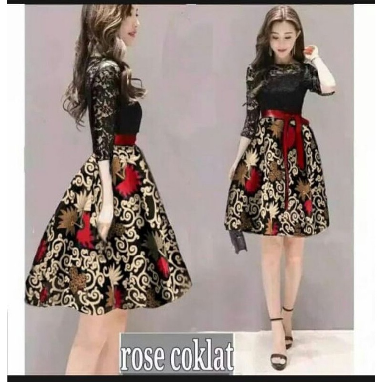 model dress batik remaja kombinasi