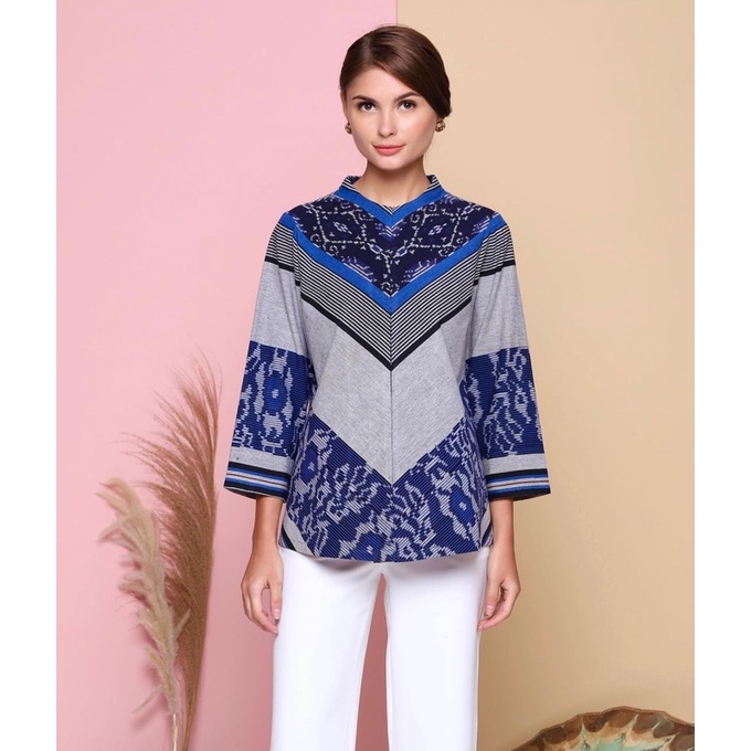 Blouse tenun wanita kerja navabu baju tenun jepara atasan wanita etnik baju tenun jepara Blouse jumb