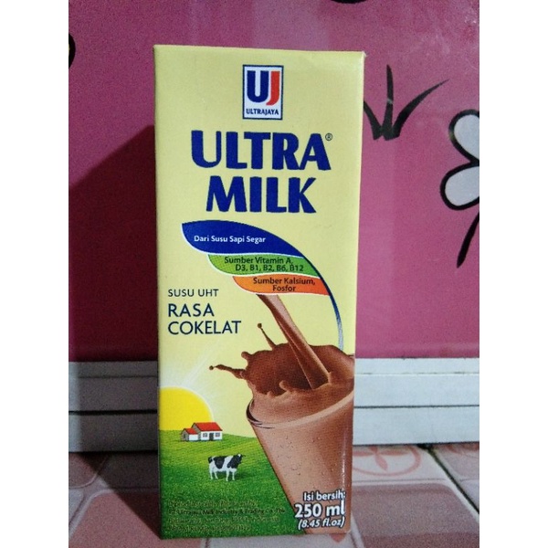 

susu ultra milk susu uht rasa coklat, ultrajaya