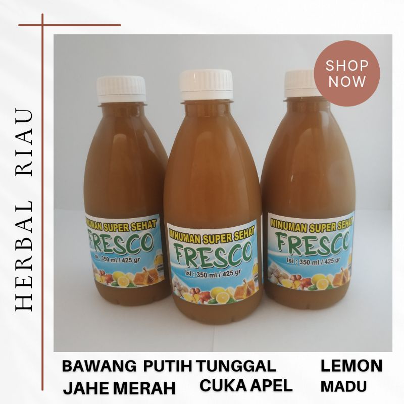 HERBAL RIAU - FRESCO - GARLIC JUICE - JUS BAWANG PUTIH TUNGGAL -  GARJUS - GARLIC JUS - JUS BAWANG PUTIH TUNGGAL  JAHE MERAH LEMON CUKA APEL MADU - BAWANG PUTIH TUNGGAL  - MINUMAN KESEHATAN 350ml (425 gr)