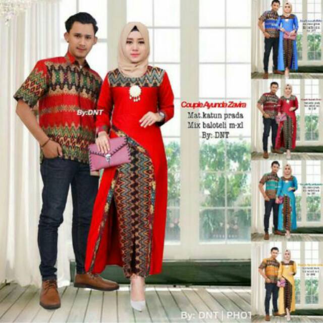 COUPLE AYUNDA ZAFIRA ANJANI LONG BLOUSE PANJANG BATIK SERAGAM MUSLIM PRADA SET STELAN