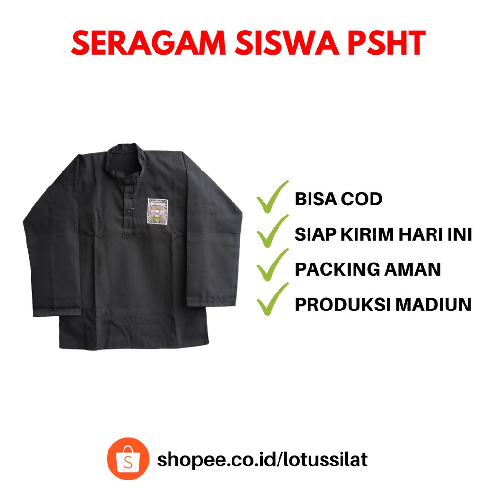 [Bisa COD] Seragam Latihan Sakral Siswa PSHT SH Terate Model Kancing Bet Sablon | Premium Original G