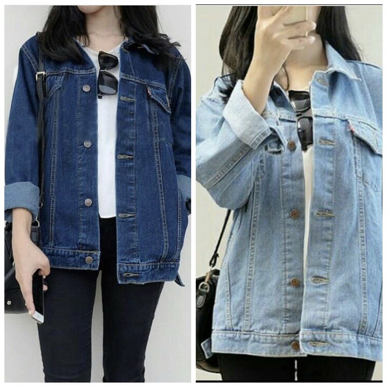 Jaket Jeans Oversize Bio Blitz Bio Wash Blue Black Hitam Bio Blue Bio Pudar