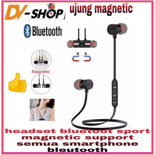 Headset bluetooth MAGNETIK MAGNET blutut wireless musik telpon sound system