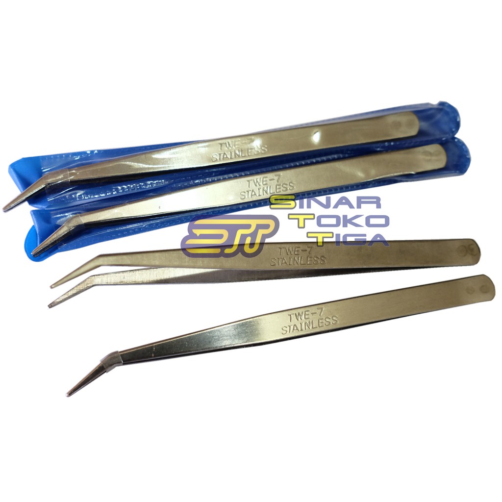 KUALITAS SUPER TEBAL Pinset / Pingset / Twizer / Tweezer Benang Bengkok Stainless