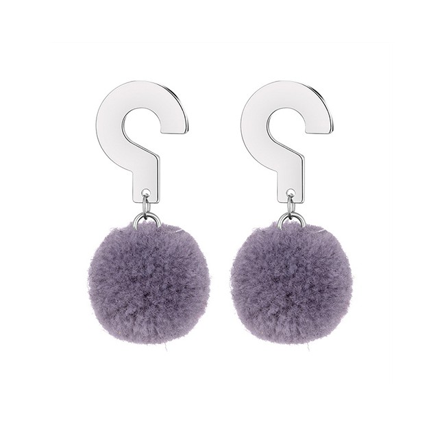 LRC Anting Gantung Fashion  Fuzzy Ball Decorated Earrings