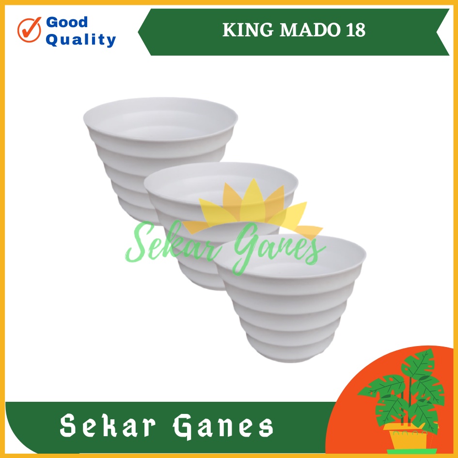 POT KING MADO 18 PUTIH DA 14.5 CM BY GARDEN OF LOVE POT PLASTIK MURAH LUCU mirip POT TAWON 15 18