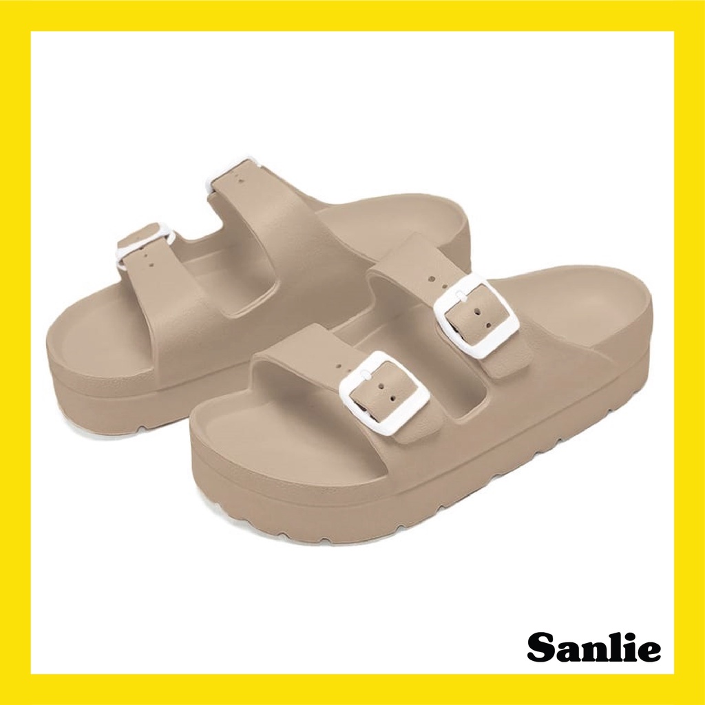 Sanlie Sandal Slide EVA Platform Baru untuk Wanita Ringan / Sandal Slide Sol Tebal Nyaman Wanita Gesper Ganda Lembut V-03