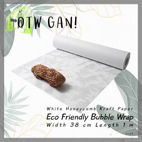 

WHITE Eco Friendly Honeycomb Bubble Wrap Kertas Uk 38CM x 1M (Per Meter) Paper Cushion Roll (Warna Putih)