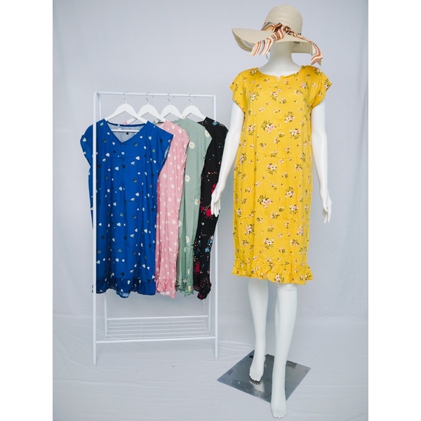 Daster Ruffle Pendek Selutut Kekinian Wanita