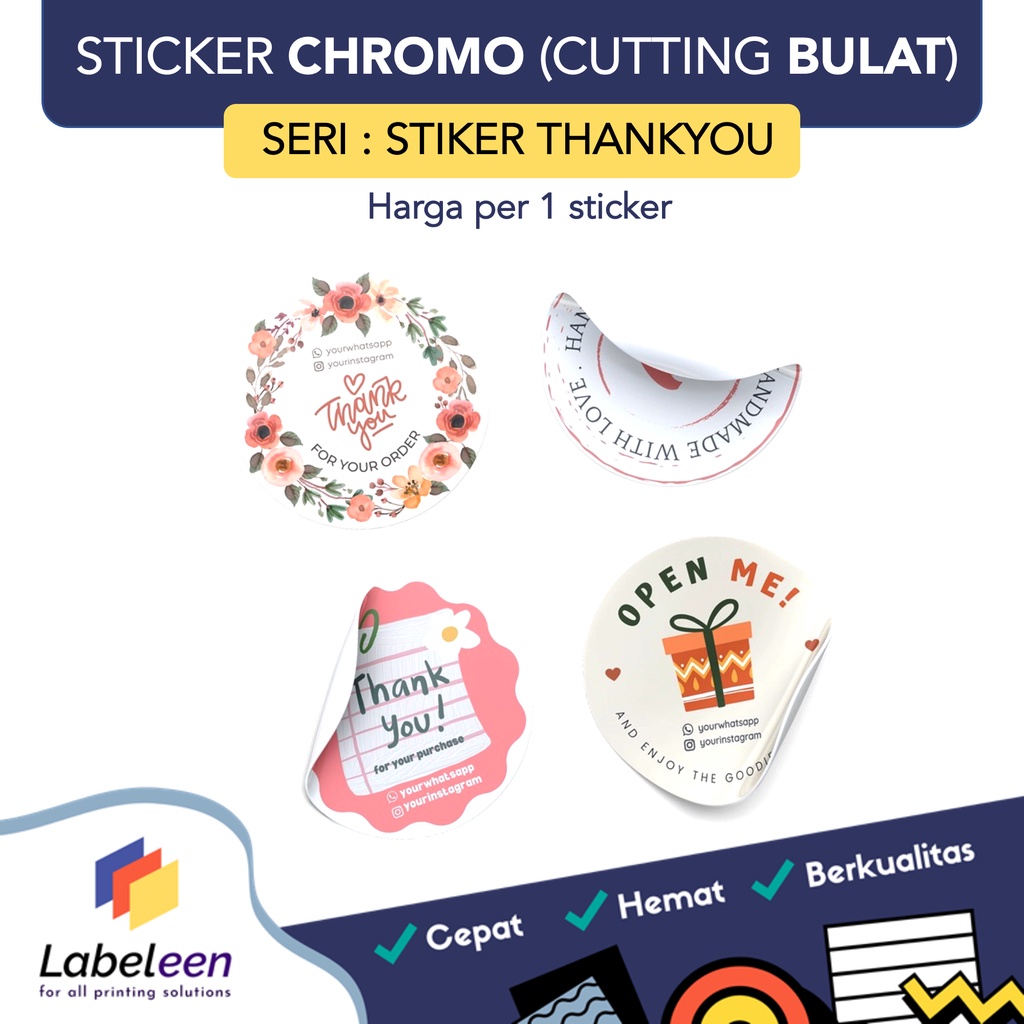 

CETAK STIKER THANK YOU BULAT CHROMO CUSTOM MURAH / STICKER LABEL SEGEL KEMASAN TERIMA KASIH | FREE TEMPLATE | HARGA PER 1 STICKER