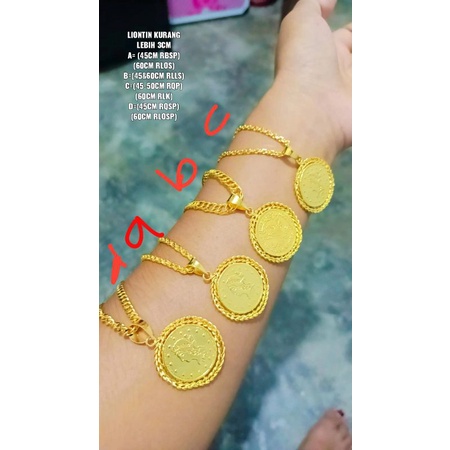 Kalung koin rupiah replika emas Penang 24k, liontin diameter kurang lebih 2cm -4cm (kurang lebih)persis seperti aslinya