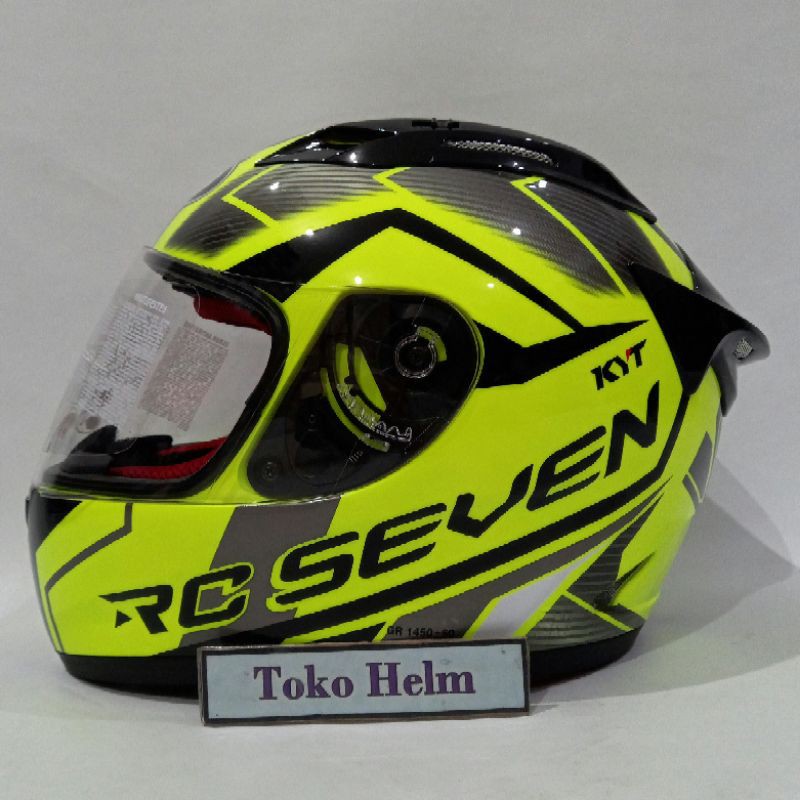 Helm KYT fullface KYT RC7 RC seven motif-#18 yellow fluo