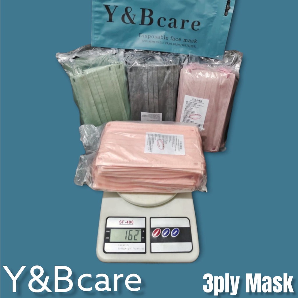 YB CARE 3PLY MASK PRO KOREAN - MASKER 3PLY EARLOOP PREMIUM Y&amp;B CARE KOREA WARNA /50