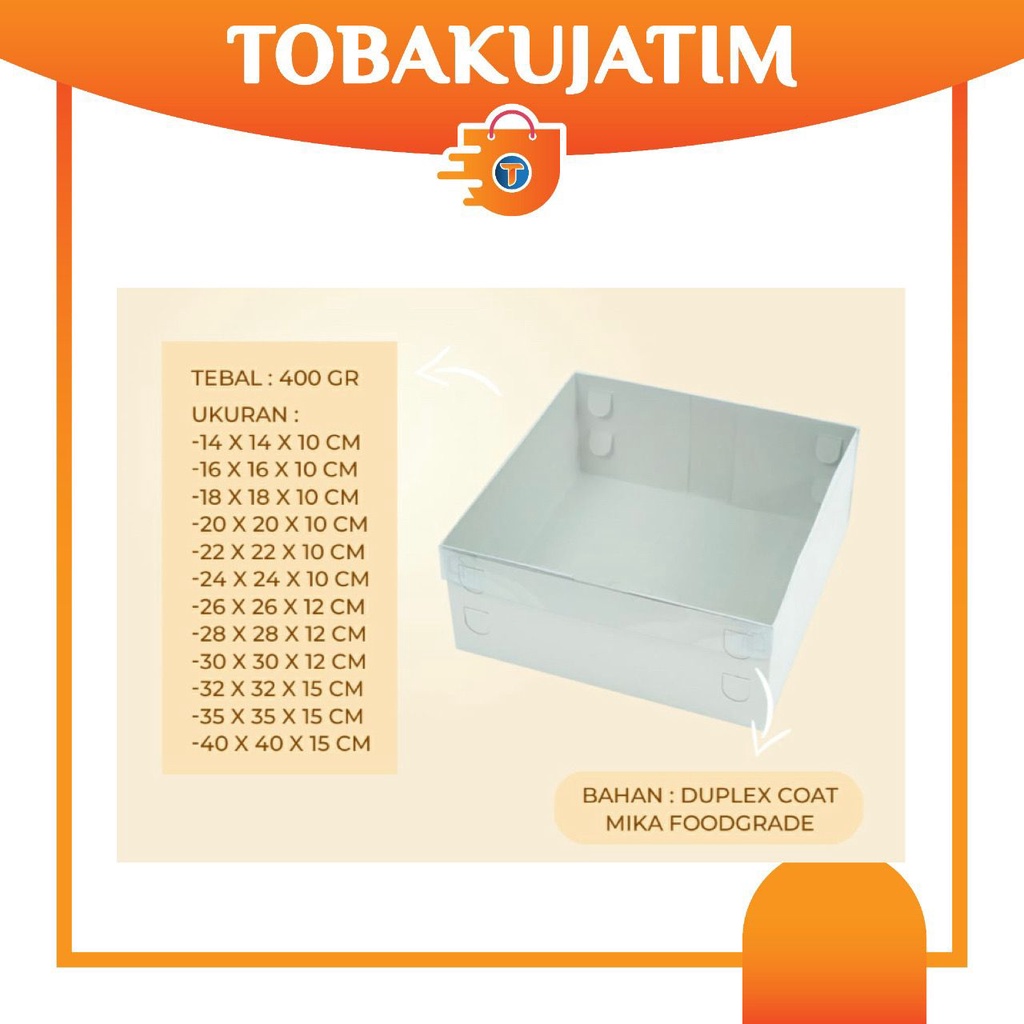 

DUS PUTIH TUTUP MIKA PISAH / CAKE BOX TUTUP MIKA PUTIH - 10 Pcs