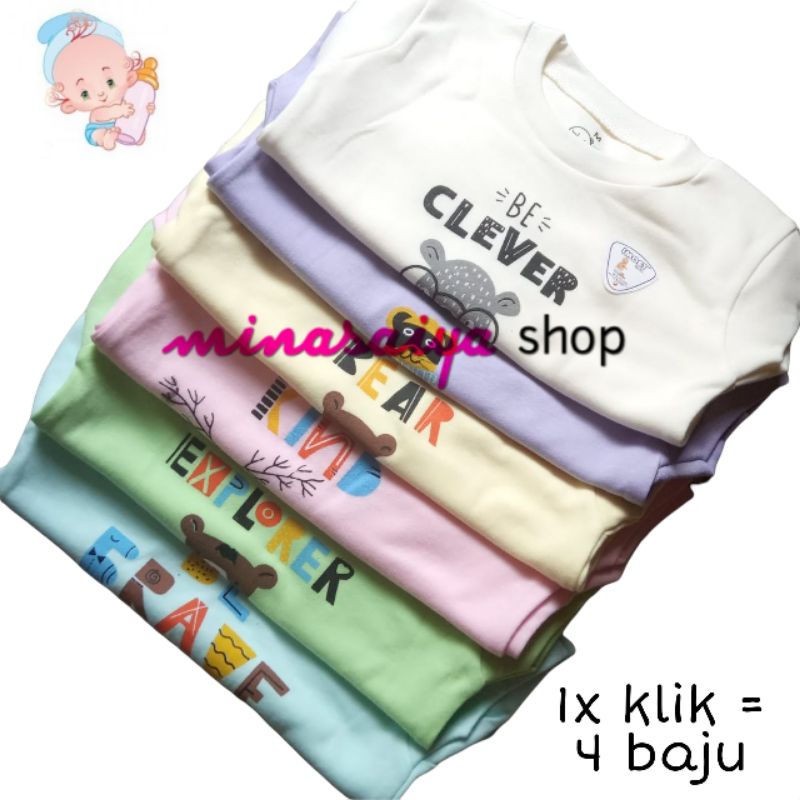 IMOET BABY 4 pcs Kaos Oblong Bayi SNI Lengan Pendek Motif Uk. M - XL