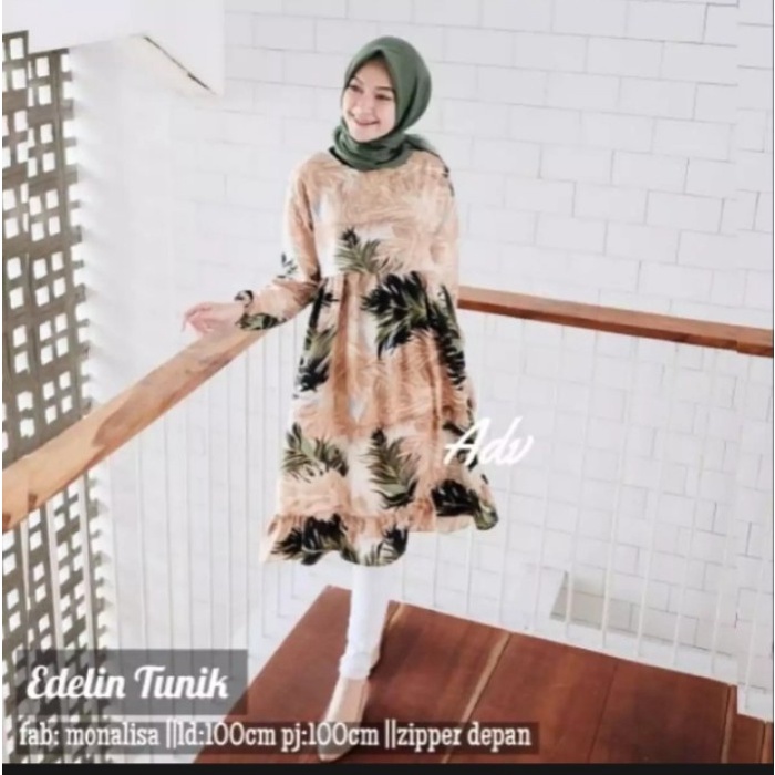 TERBARU       Tunik Atasan Monalisa Blouse Motif Daun / Baju Tunik Wanita
