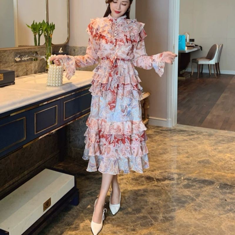 Dress Maxi Import 63320# floral tier maxi