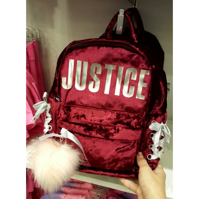 JUSTICE BAG ORIGINAL 3wrn. Mini backpack justice free pompom. Tas ransel anak. Tas branded murah