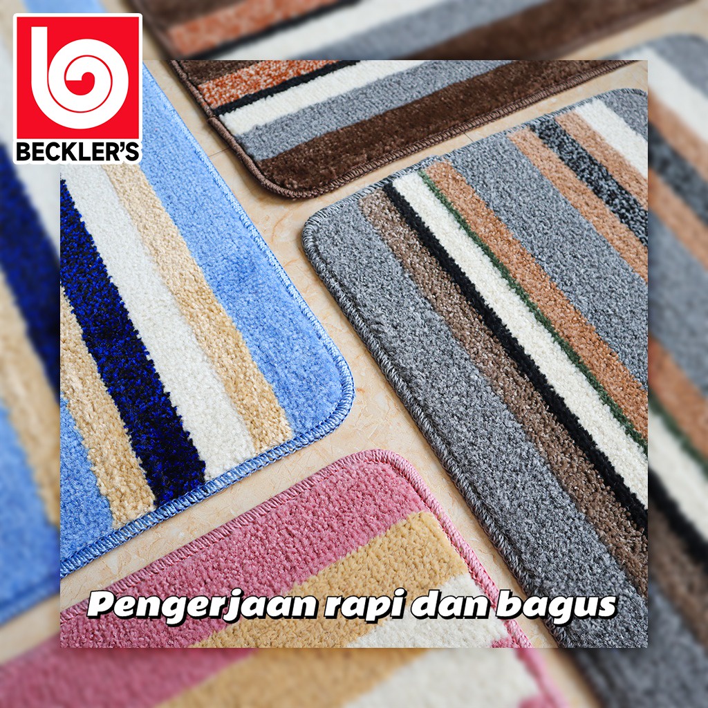 Keset Lantai Bludru Garis Bahan Karet Bulu Anti Slip 40 x 60cm