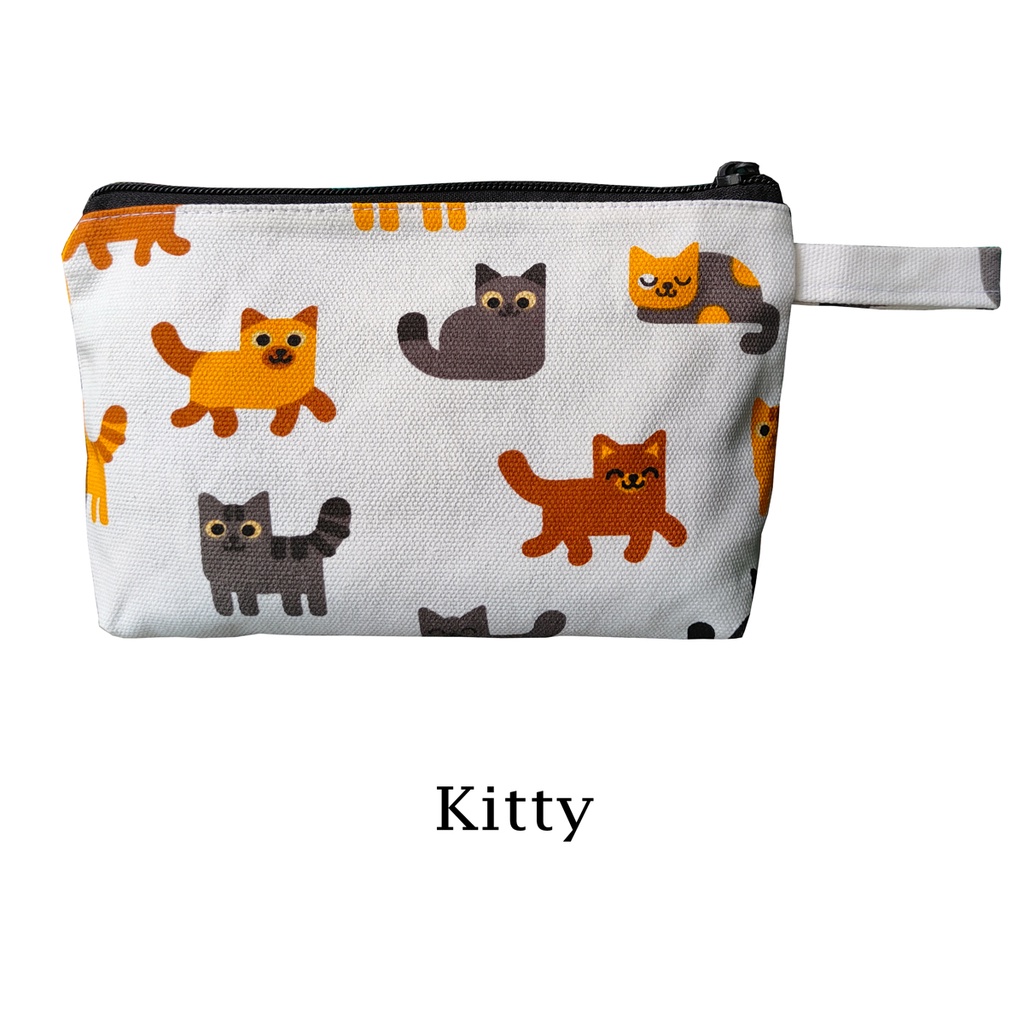 POUCH KANVAS TEBAL BISA UNTUK SOUVENIR 20x15 MOTIF KITTY