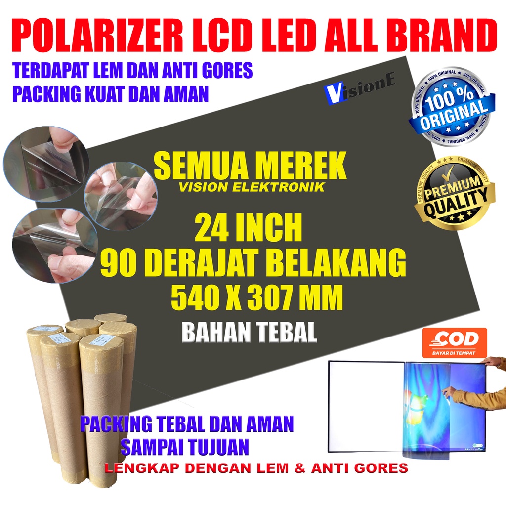 Polariser LCD LED 24 inch 90 derajat bagian dalam plastik polarizer 24 inch dalam polaris lcd 24 inch polarized lcd