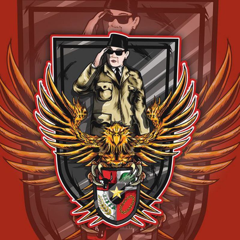 lukisan cetak ir soekarno + bingkai65×45cm