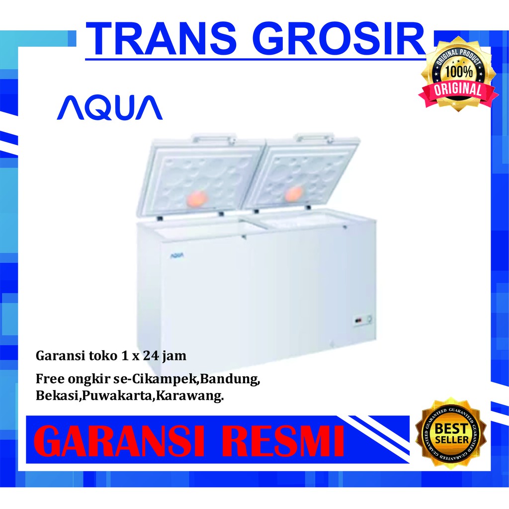 CHEST FREEZER AQUA AQF 385DC DUAL CHAMBER KULKAS DAN BOX PEMBEKU 360L