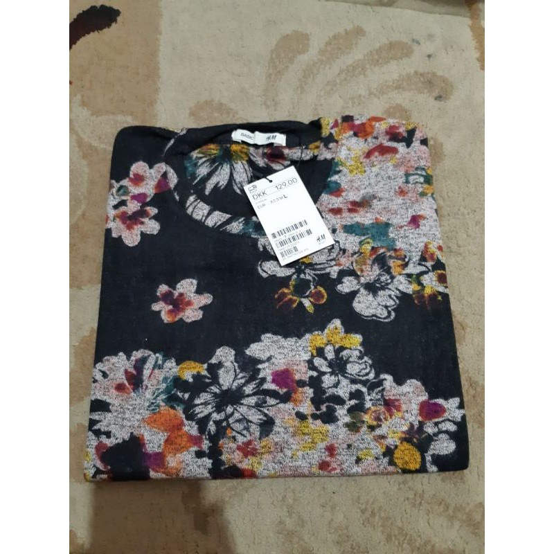 kaos Lengan panjang Motif Bunga pizza