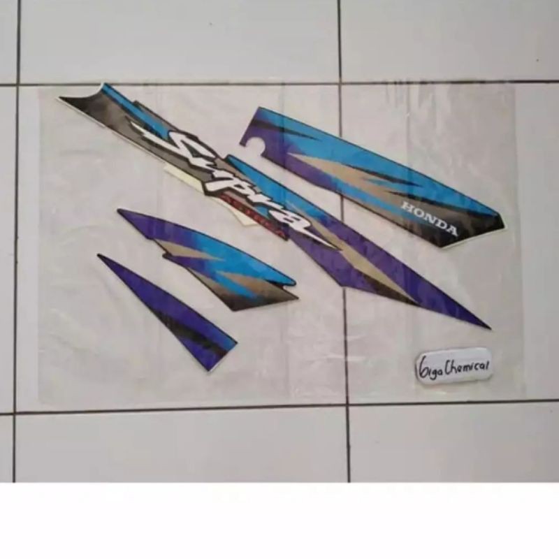 striping sticker supra lama 1998 biru