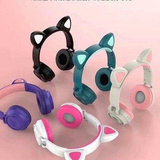 HEADPHONE KUCING bluetooth with LED / kucing telinga