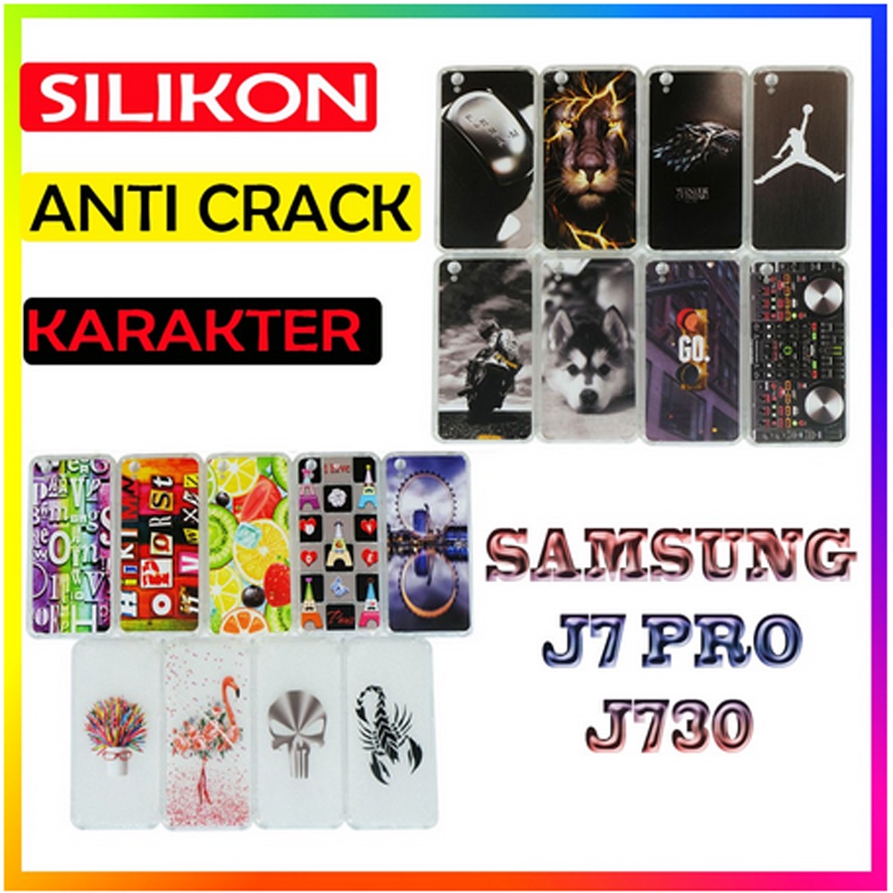 ANTI CRACK SAMSUNG Galaxy J7 PRO Case Casing Anti Shock 3D Motif Softcase Gambar Silikon Handphone Kasing HP Anticrack Sarung Kesing Antishock Softshell Soft Silicon Jelly Case