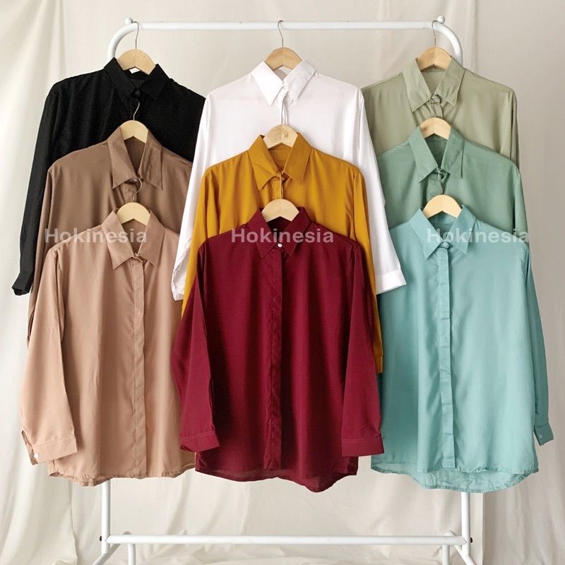 BAJU KEMEJA WANITA POLOS CASUAL / BAJU KEMEJA WANITA POLOS LENGAN PANJANG