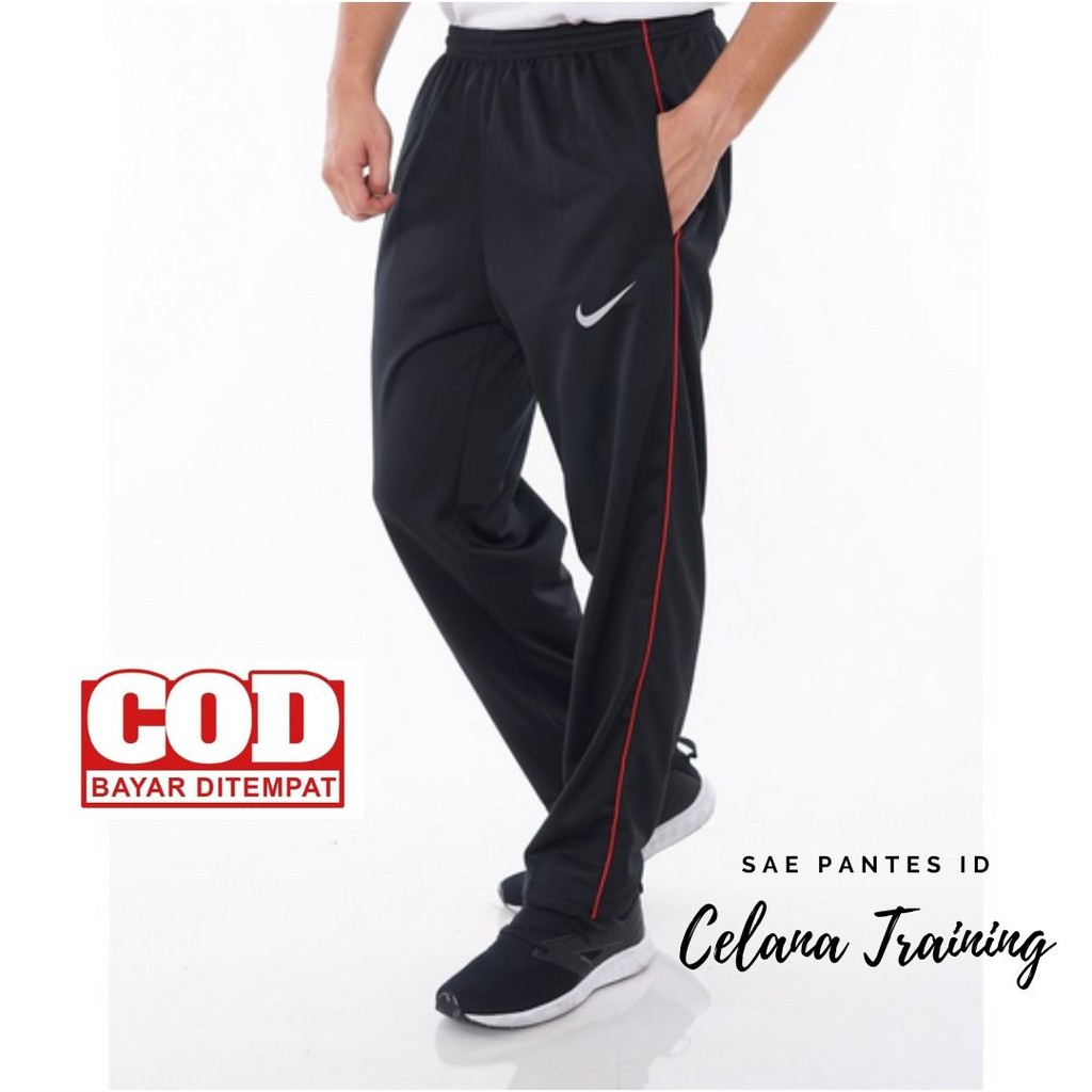 Celana Training Pria HITAM NIKE Strip 1 olahraga santai Cowok Cewek (COD)