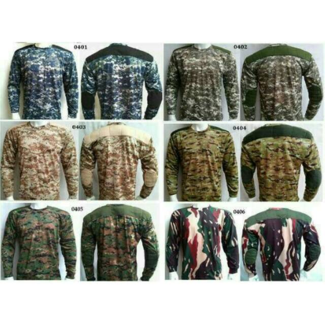 Kaos Loreng Lapangan/Kaos Panjang Army/Tactical/TNI/POLISI/AIRSOFT/PERBAKIN/KOSTRAD/MARPAT/CAMOFLASE