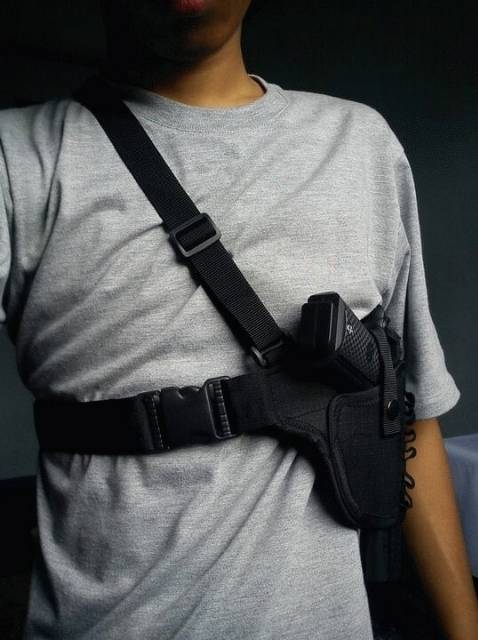 holster 2in1 pinggang dada dengan tali pengaman