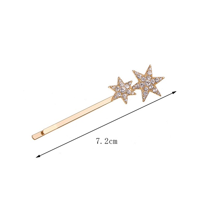 LRC Jepit Rambut Fashion Alloy Diamond-studded Five-pointed Star Hairpin F4265X