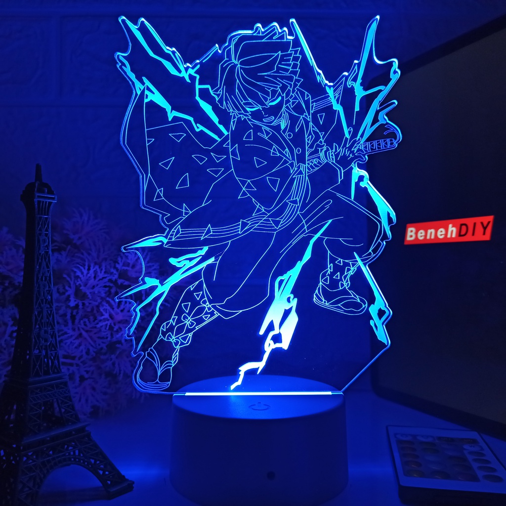 Lampu Anime Zenitsu Agatsuma Demon Slayer Kimetsu No Yeiba Lampu Anime led lamp