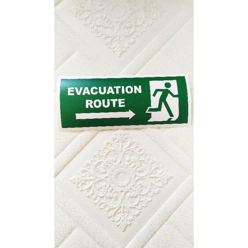 

stiker EVACUATION route RIGHT kanan