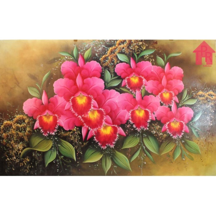 Lukisan Besar - Bunga Warna Warni Landscape 85x135cm.