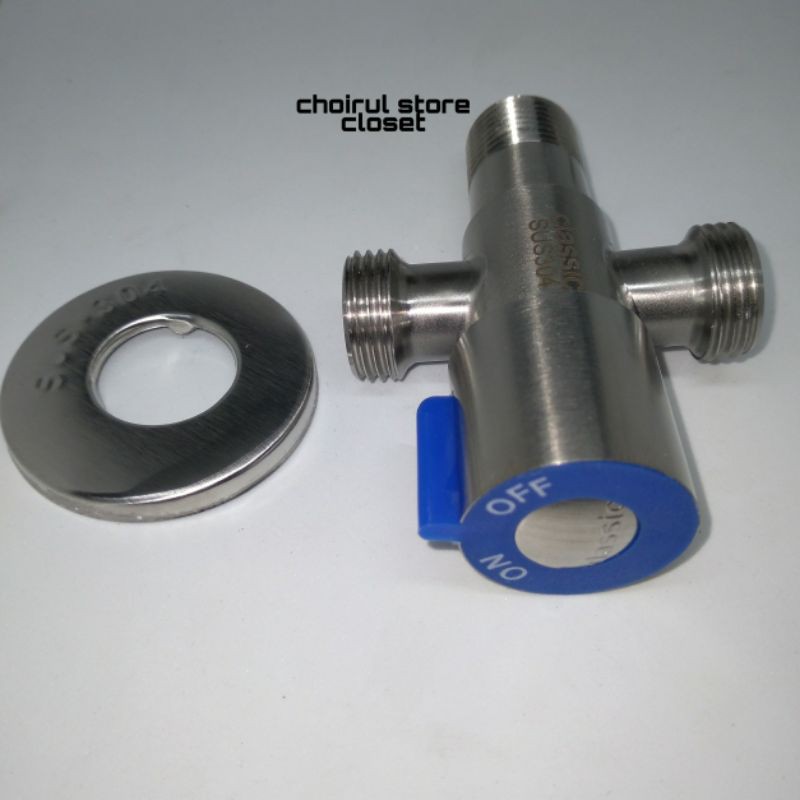 stopkran cabang stenlis sus304,kran pembagi air closet duduk,kran closet duduk,kran wastafel