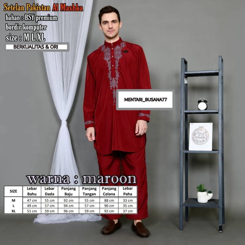 TERLARIS &amp; TERMURAH !! Setelan Kurta Pakistan Pria Premium AL-MASHKA / Setelan Koko / Baju Pria Muslim Terbaru 2022 / Setelan Pria Modern Lengan Panjang