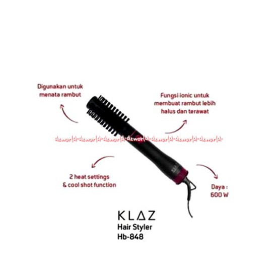 Klaz Hair Styler Hb-848 Alat Kriting Blow rambut Roll Pengeriting Pink Hitam Klas