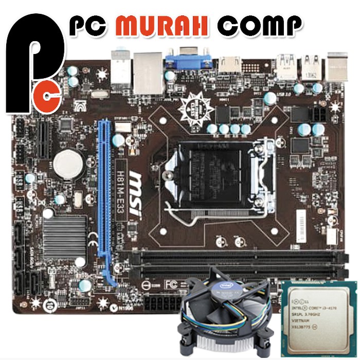 Motherboard LGA 1150 H81 MSI dengan Processor i3 4170 3.70 GHZ