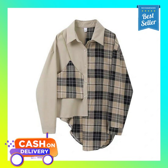 Kemeja Wanita Murah Lengan Panjang Kekinian Remaja Premium Kotak Kotak Flanel Oversize Korea R0N2 Cr