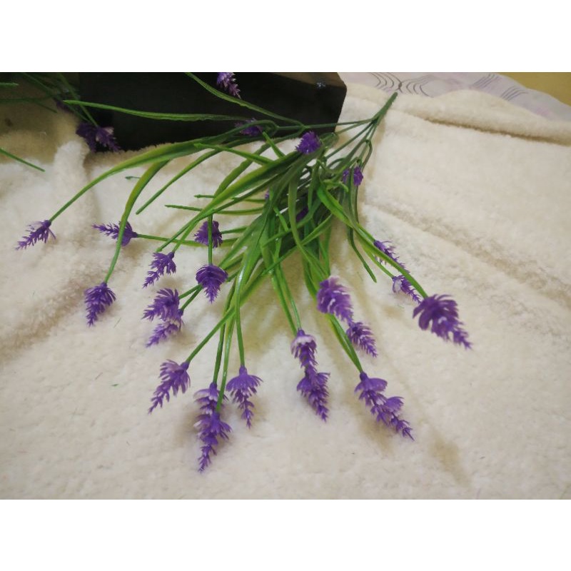 bunga kucai lavender plastik artificial / bahan bunga kain stoking murah.