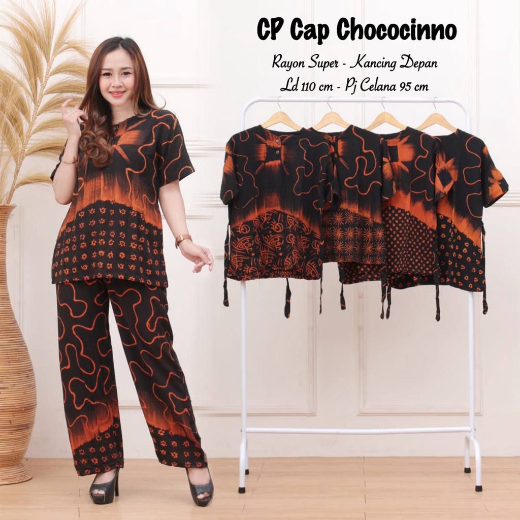 Setelan Wanita Bahan Rayon One Set Batik Cap Malaman