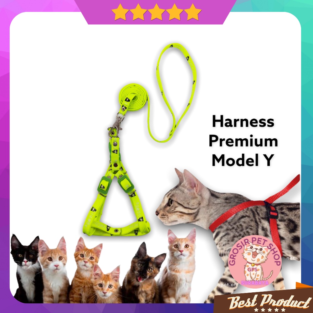 Tali harnes kucing / harness kucing model Y premium